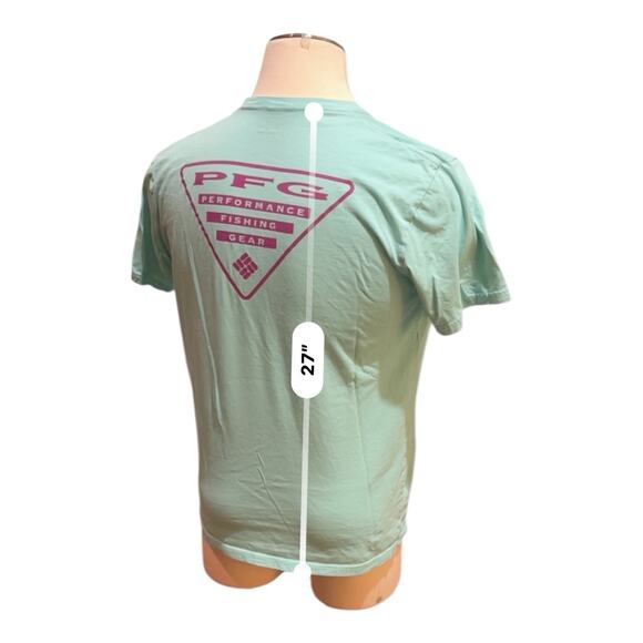 Columbia Teal Blue PFG Fishing Large Short Sleeve Tee Classic Design - Picture 4 of 6